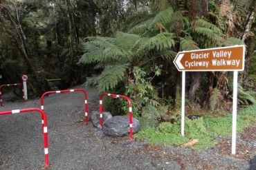State of the art walkway and cycleway beside motel to glacier